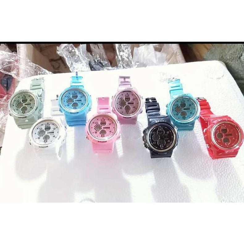 FAVORIT (Cod)Jam Tangan Wanita Sport Digital WR30M Strap Rubber(Dikirim Jakarta)