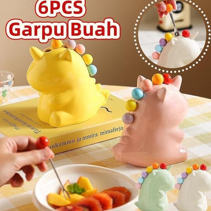 MANAZY 6PCS Set Garpu Buah Stainless Steel Garpu Buah Karakter Unicorn Lucu Garpu Dessert /Garpu Bua