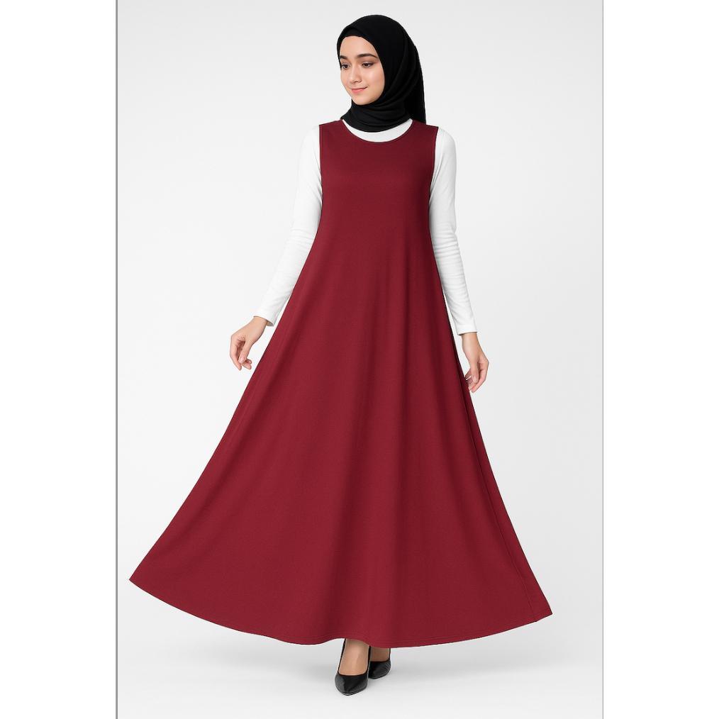 Gratong Gamis Polos Tanpa Lengan / Yukensi / Dalaman Outer Cardigan Muslimah Dress Panjang Bahan Jer