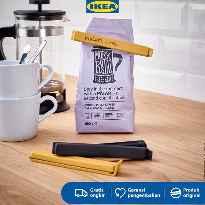 IKEA BEVARA Klip Penutup Plastik Hitam/Kuning Isi 6Pcs