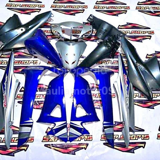 FUL SET COVER BODY HALUS DAN KASAR LENGKAP SUPRA FIT NEW BIRU SILVER