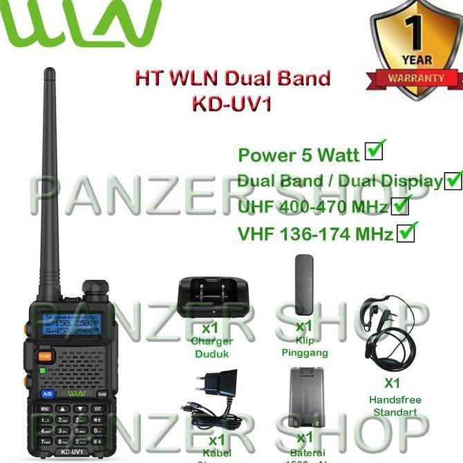 TERLARIS PAKET STANDART HT WLN KD-UV1 DUAL BAND (UHF,VHF) DAYA 5 WATT