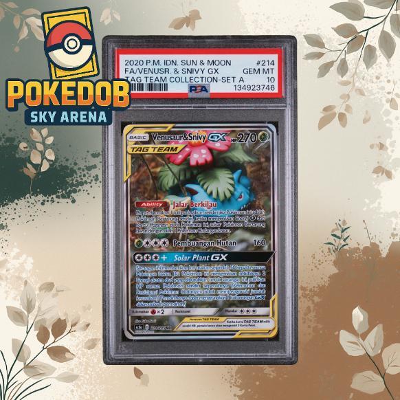PSA 10 GEM MINT Venusaur Snivy GX Full Art #214 Sun & Moon Tag Team Collection 2020 | Kartu Pokemon 