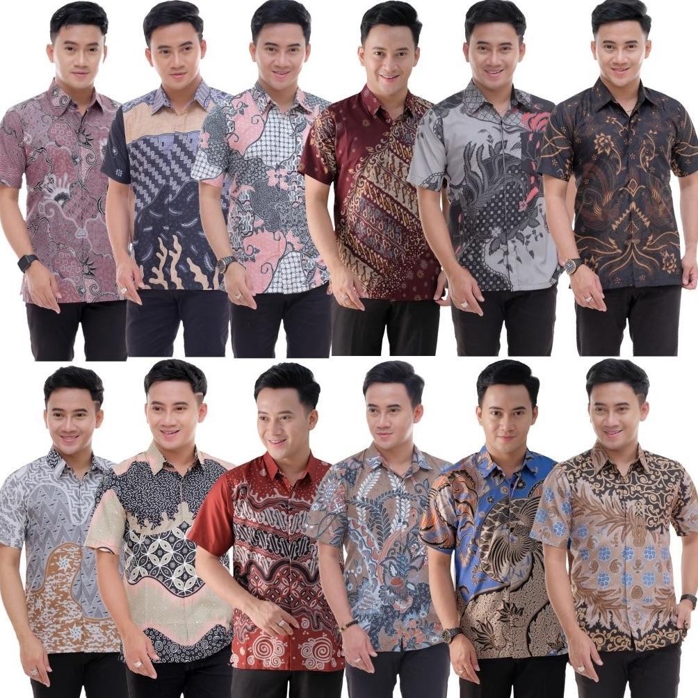 GARANSI Baju Batik Pria Lengan Pendek / Azriel Batik Premium / Kemeja batik pria lengan pendek