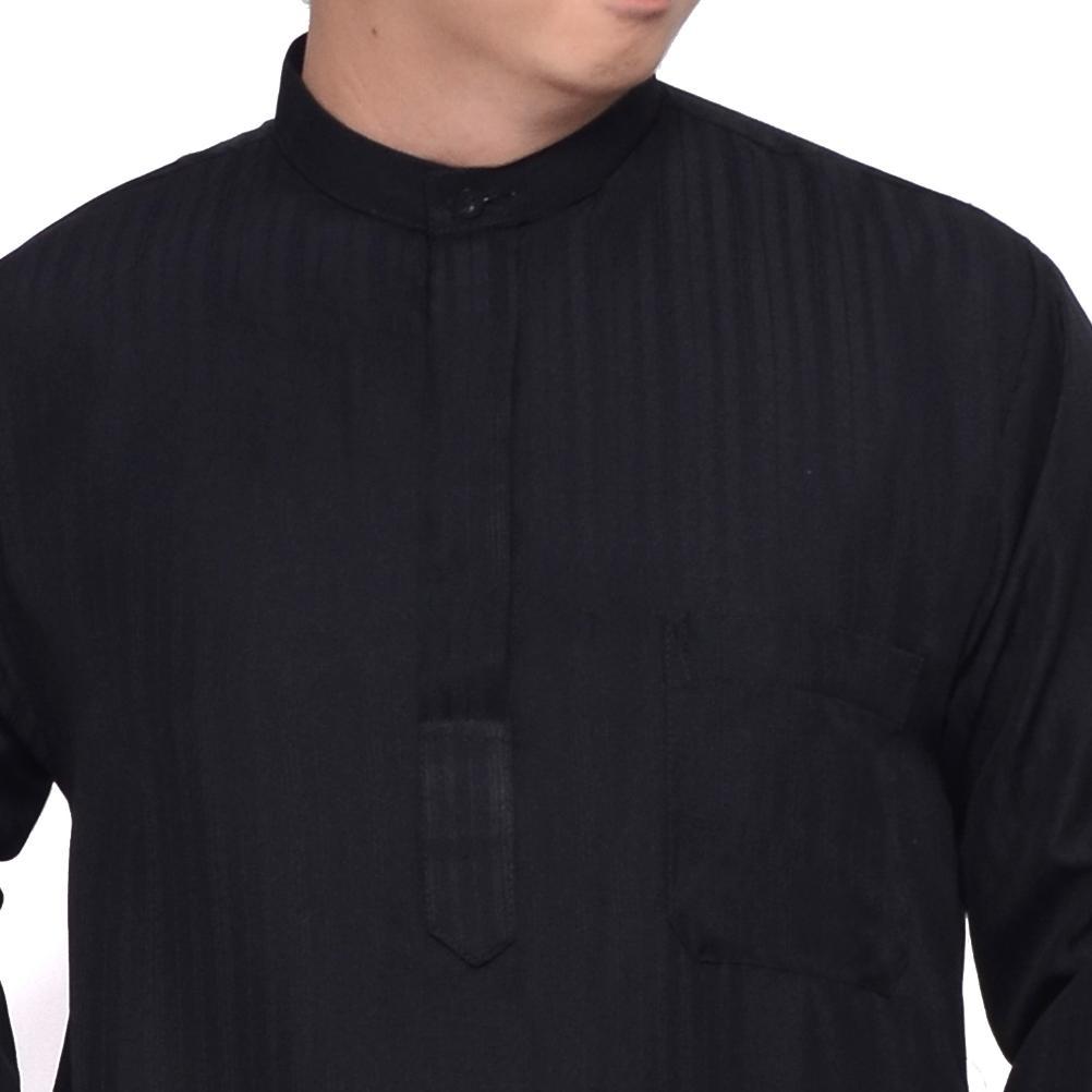 KUALITAS SUPER Jubah Gamis Pria Panjang Hitam Putih Polos Dewasa