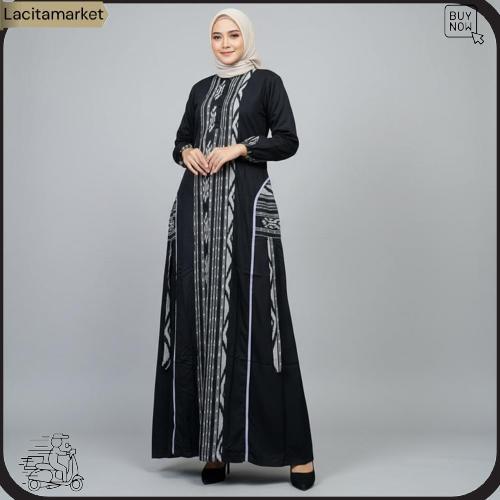 Gamis Muslim Amanda Nabila (Free  Goodibag & Pouch )  Rayon Twill Premium Mix Kain Tenun Troso Warna