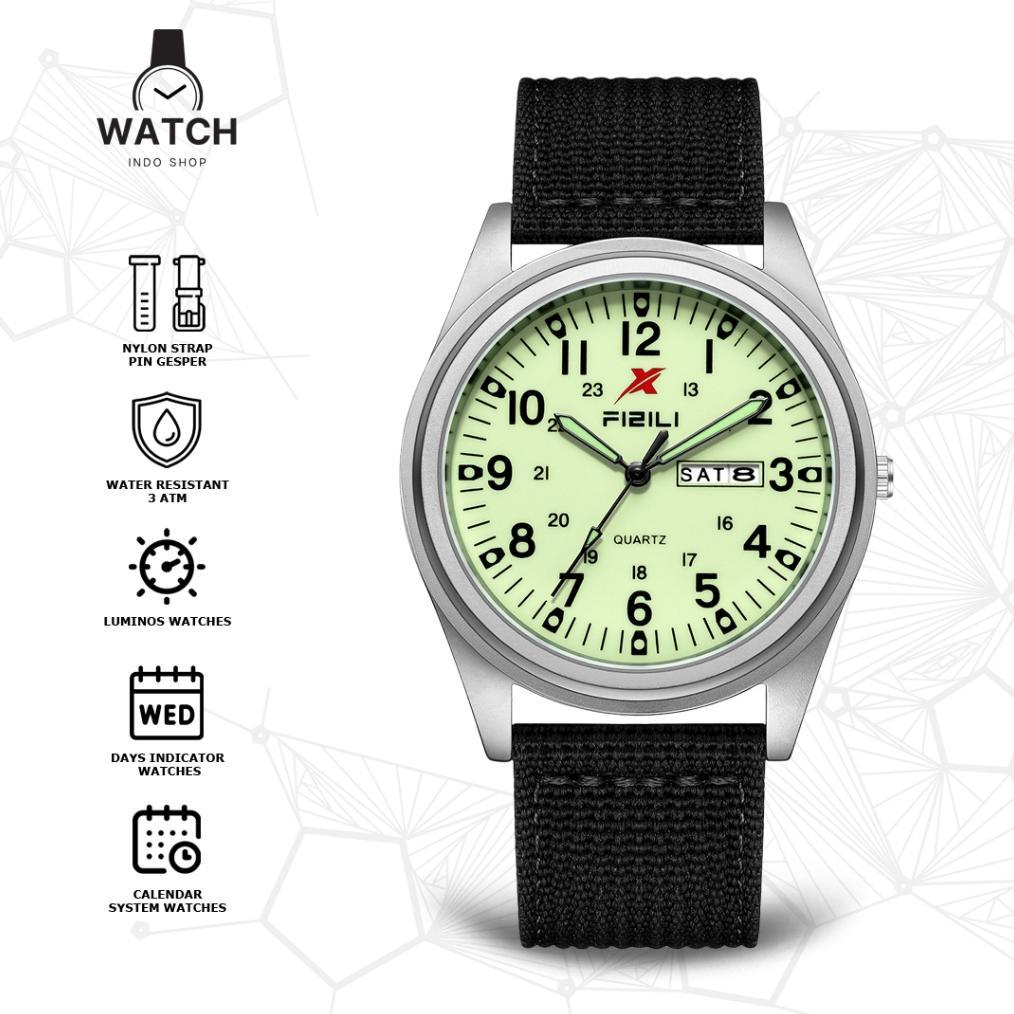 hot indoshopwatches jam tangan pria analog fizili 1033 luminos watches strap nilon
