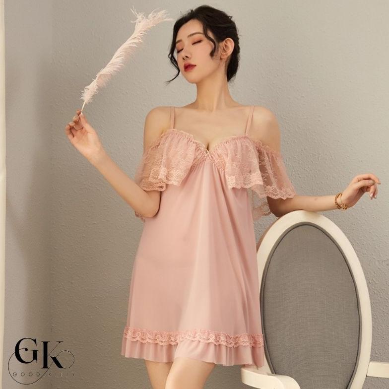 Murah [Goodkitty] L14 Dress Lingerie Baju Tidur Wanita Seksi Transparan Renda Gstring Set