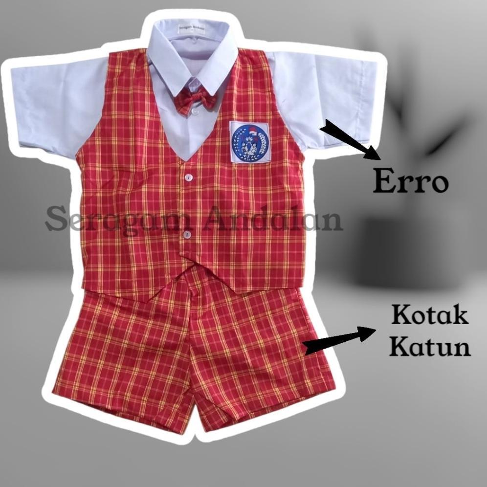 Diskon Seragam Sekolah Tk/Paud Kotak Merah