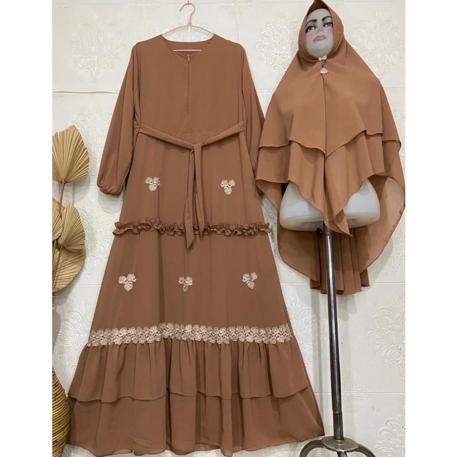 BEST SELLER GAMIS SYARI CERUTY RENDA / GAMIS TERBARU MIX RENDA BUNGA CANTIK / GAMIS CERUTY BABYDOLL