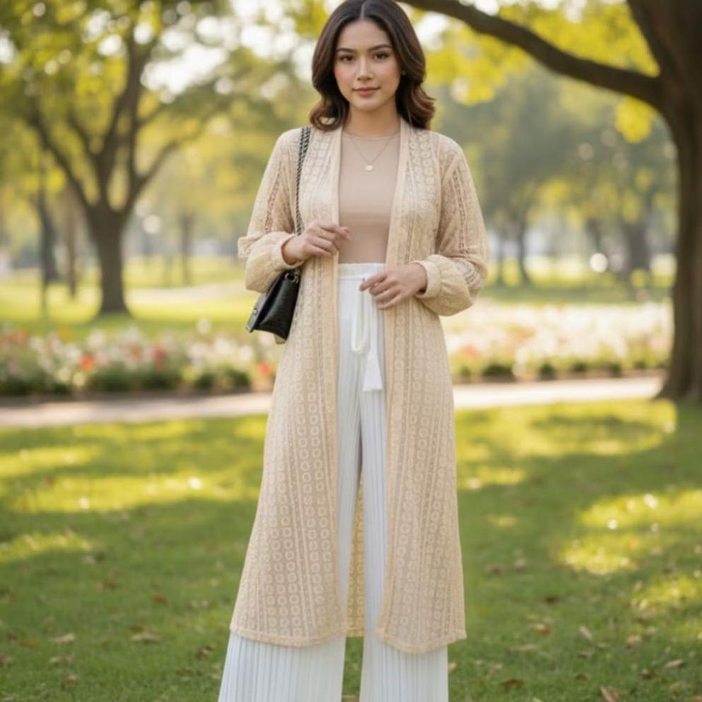 Promo Kardigan Brukat Termurah/ Cardigan Brukat Panjang /Cardigan Brocade /Outer Burkat Panjang