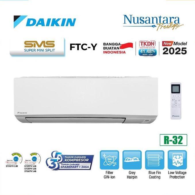DAIKIN AC SPLIT STANDARD INDONESIA 1PK 1 PK R32 FTC-25YV