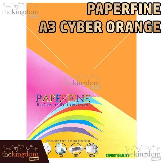 Paperfine Kertas HVS Warna A3 Cyber Orange Oren Orens Isi 100 Lembar Kode Warna 371
