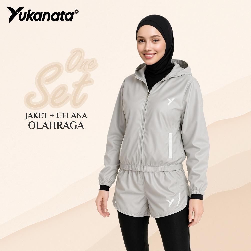 Grade Ori Yukanata.Id - One Set Jaket Dan Celana Pendek Olahraga Wanita Set Olahraga Kekinian Setela