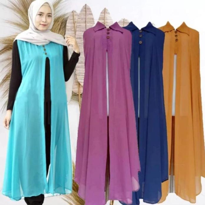 Promo Bulan Ini Long Outer Cardigan Kardigan Gardigan Wanita Panjang Fashion Muslim Kekinian Terbaru