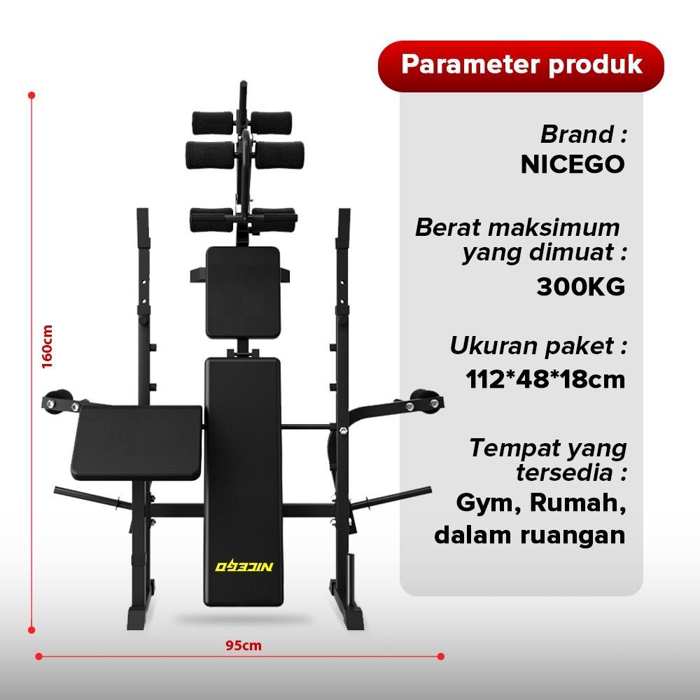 Nicego Sport Bench Press Adjustable Weightlifting Bench High Pull Down Dumbbell Bench Alat Olahraga