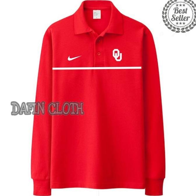 Kaos Kerah Pria Polo shirt Lengan Panjang Oklahoma Nike Strip