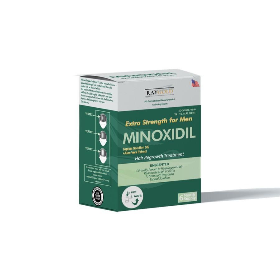 Minoxidil 5% Penumbuh Rambut & Brewok With Aloe Vera For Men Made In Usa - Raygold - Minox Minoksidi