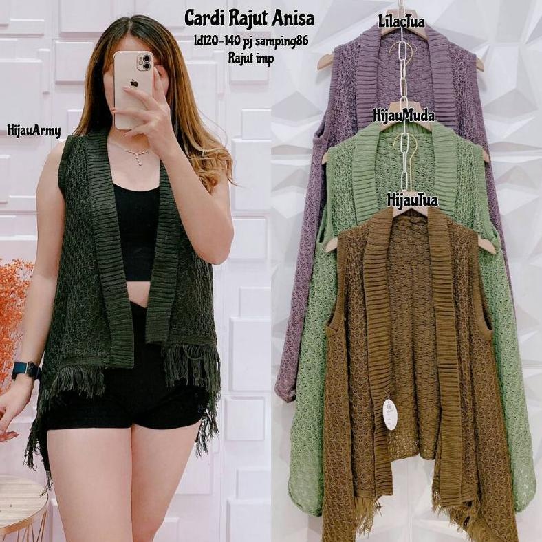 Promo  Cardigan Rajut Wanita Cardi Outer Cardigan Rajut Tanpa Lengan Polos Rumbai Impor As01