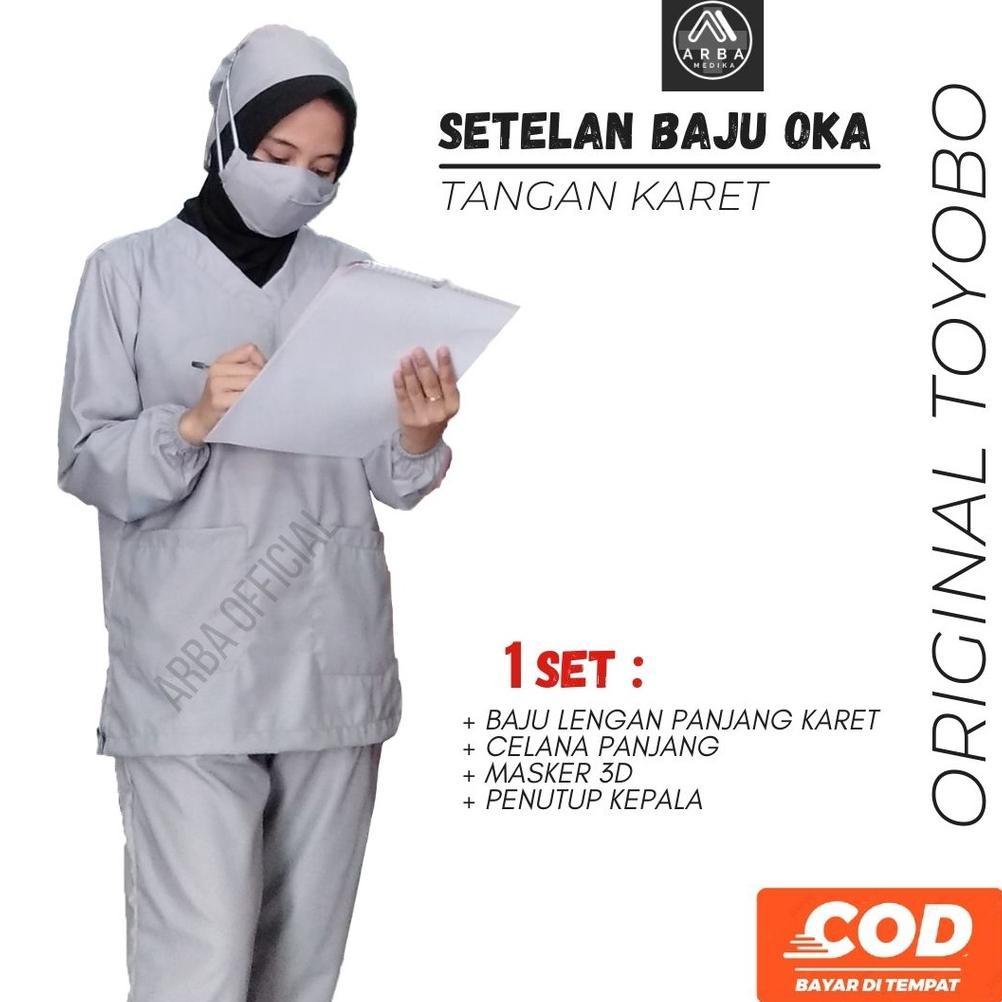 Sales Baju Ok Oka Dokter Jaga Perawat Petugas Medis Lengan Panjang Karet Bahan Toyobo