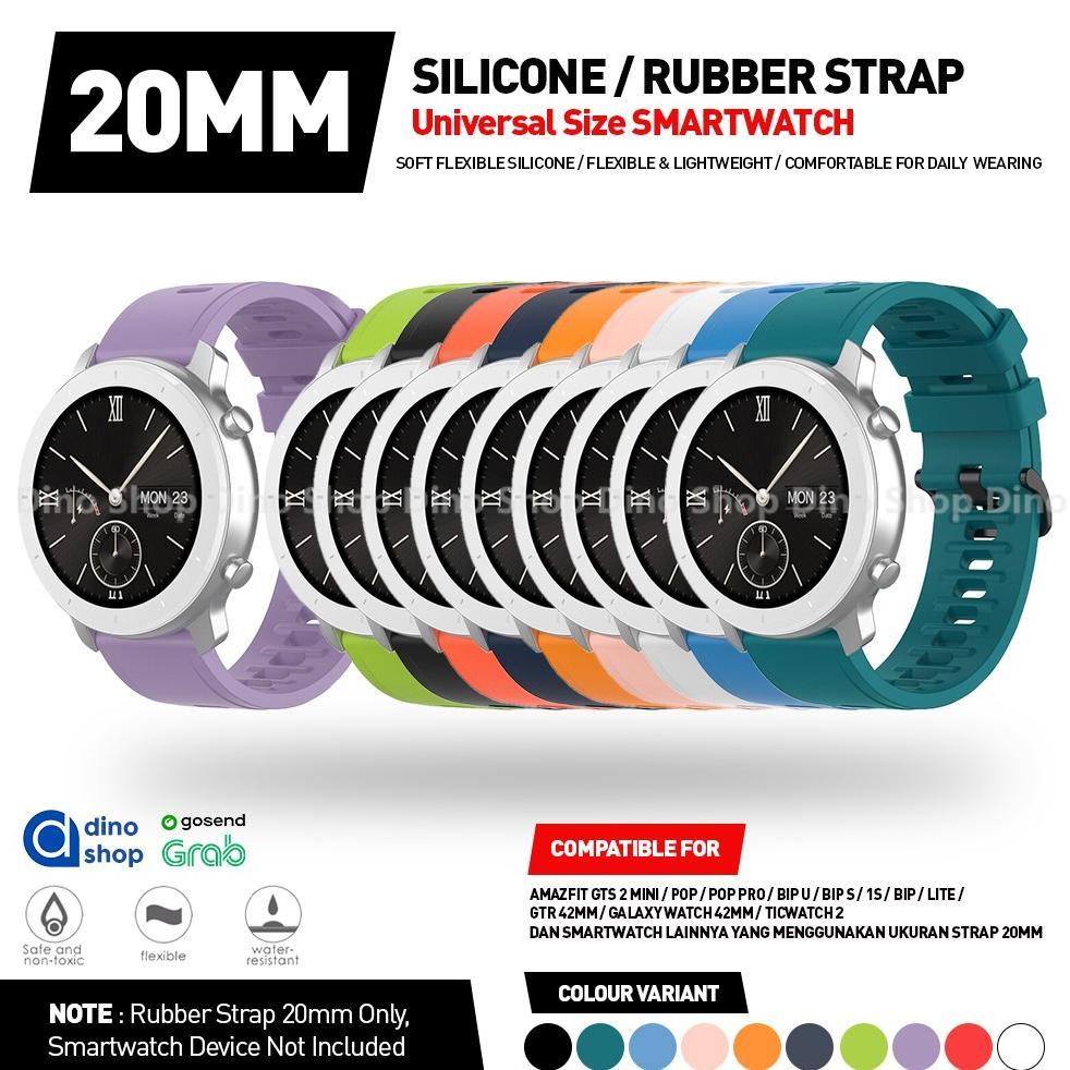 Silikon Rubber Strap 20mm Tali Jam Amazfit GTR 42MM GTS 1 2 2e Mini BIP U S 1S LITE PRO POP original