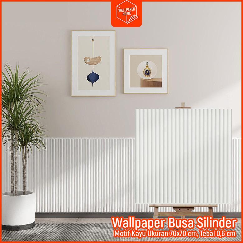 FAVORIT WALLPAPER HOME Dinding Foam 3D Motif Kayu Silinder / Stiker Dinding Plafon Dekorasi Kamar 70