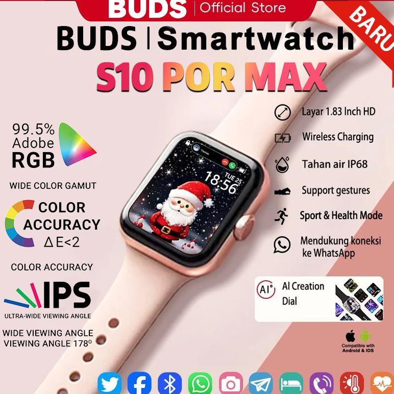 TERBARU BUDS-Smartwatch S10 POR MAX Smart Watch 46mm S10 Jam Pintar Olahraga Bluetooth SmartWatch Wa