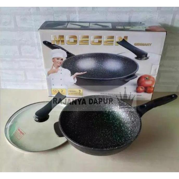 BEBAS ONGKIR - Wok pan moegen germany marble coating 30 cm - wok moegen 30cm - wajan marble moegen -
