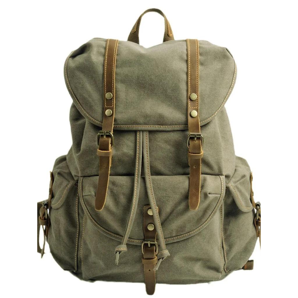 Vintage Canvas Men's Backpack Outdoor Sports Riding Backpack Casual Large Capacity Travel Hiking ruc
