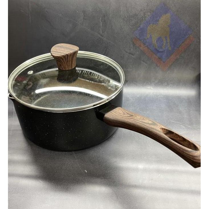 Sauce Pan Panci Susu Medical Stone Anti Lengket Non Stick Hitam - 18cm