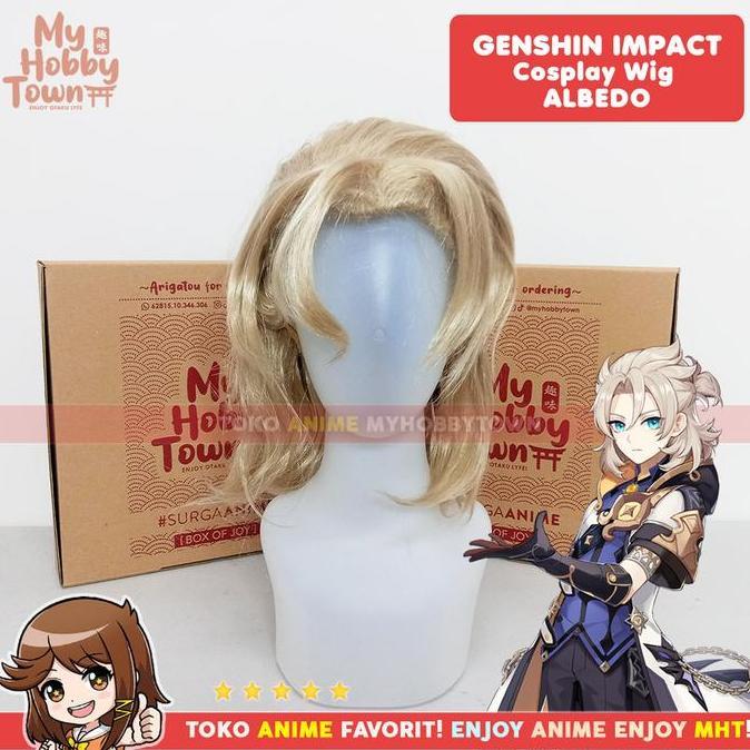 Wig Cosplay Anime Game Genshin Impact Albedo
