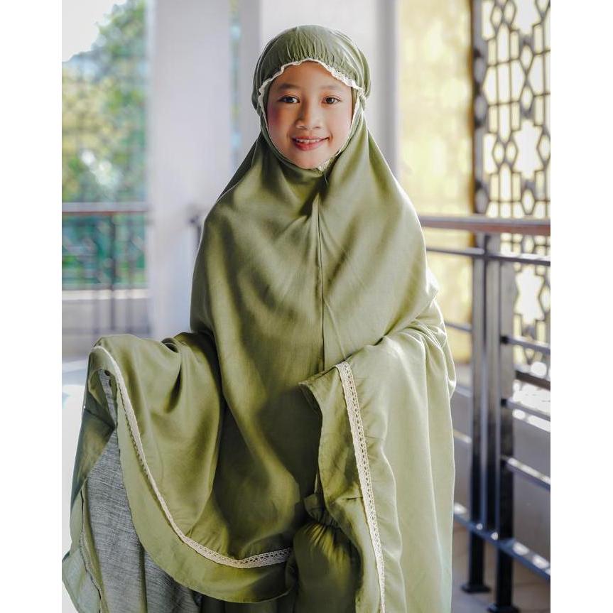 NEW MUKENA ANAK 6 SAMPAI 10 TAHUN CANTIK LEMBUT ADEM KATUN RAYON BALI MOTIF RENDA POLOS ORI