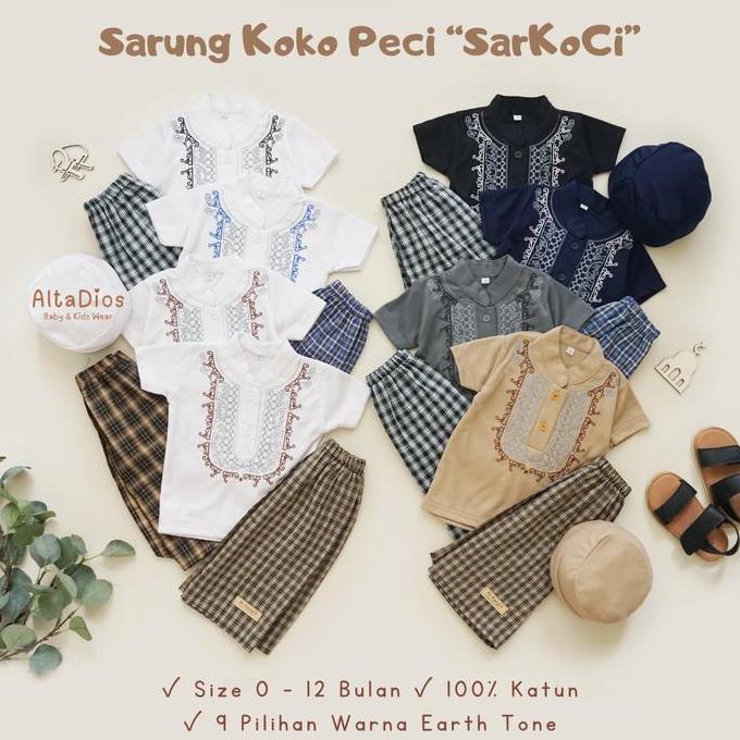 NEW [ALTADIOSBABY] KADO AR RASYID SETELAN SARUNG + BAJU KOKO + PECI BAYI PREMIUM | SET SARKOCI PAKAI