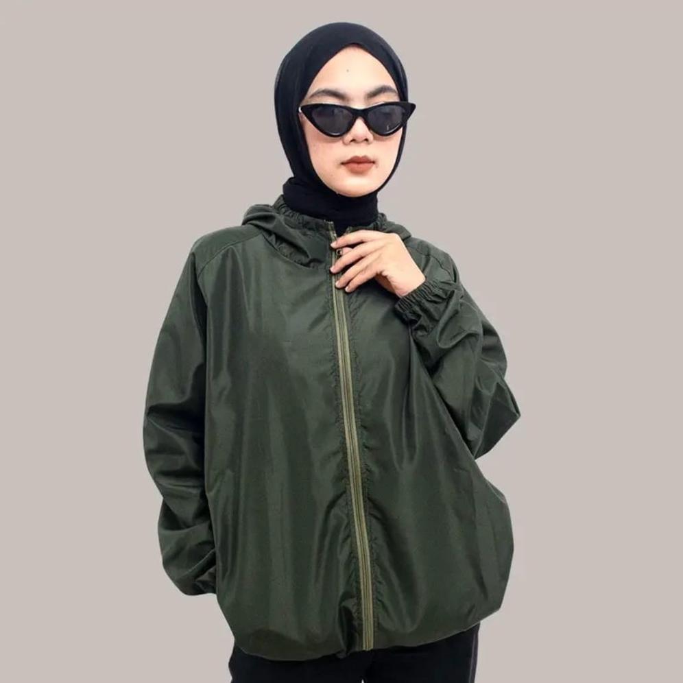 new deals logo gm - jaket olahraga parasut polos pria/wanita mirip uniqlo, uv protection, windbreake