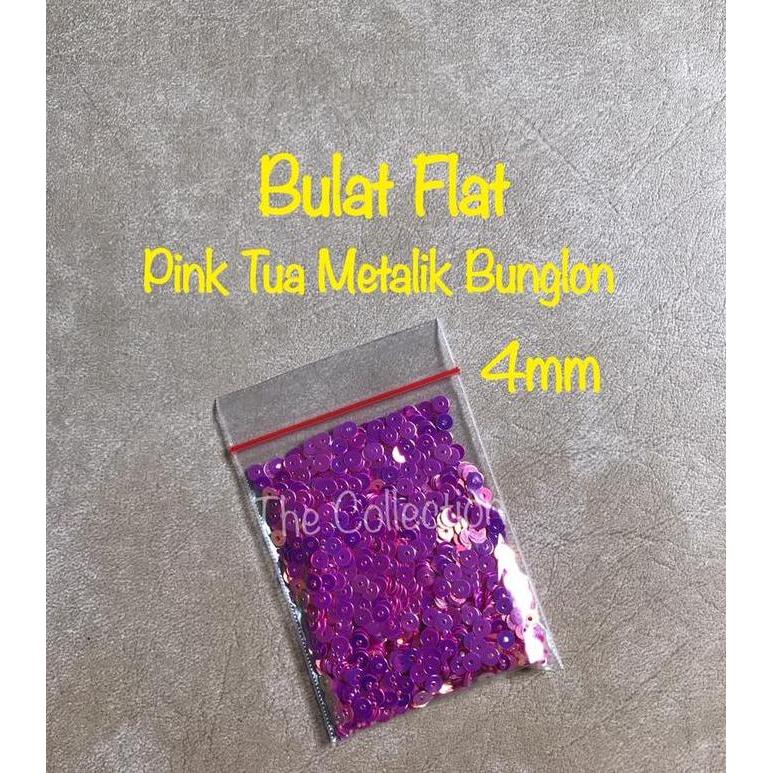 MK04 10gr 4mm Bulat Flat Pink Tua Bunglon Metalik payet borci craft