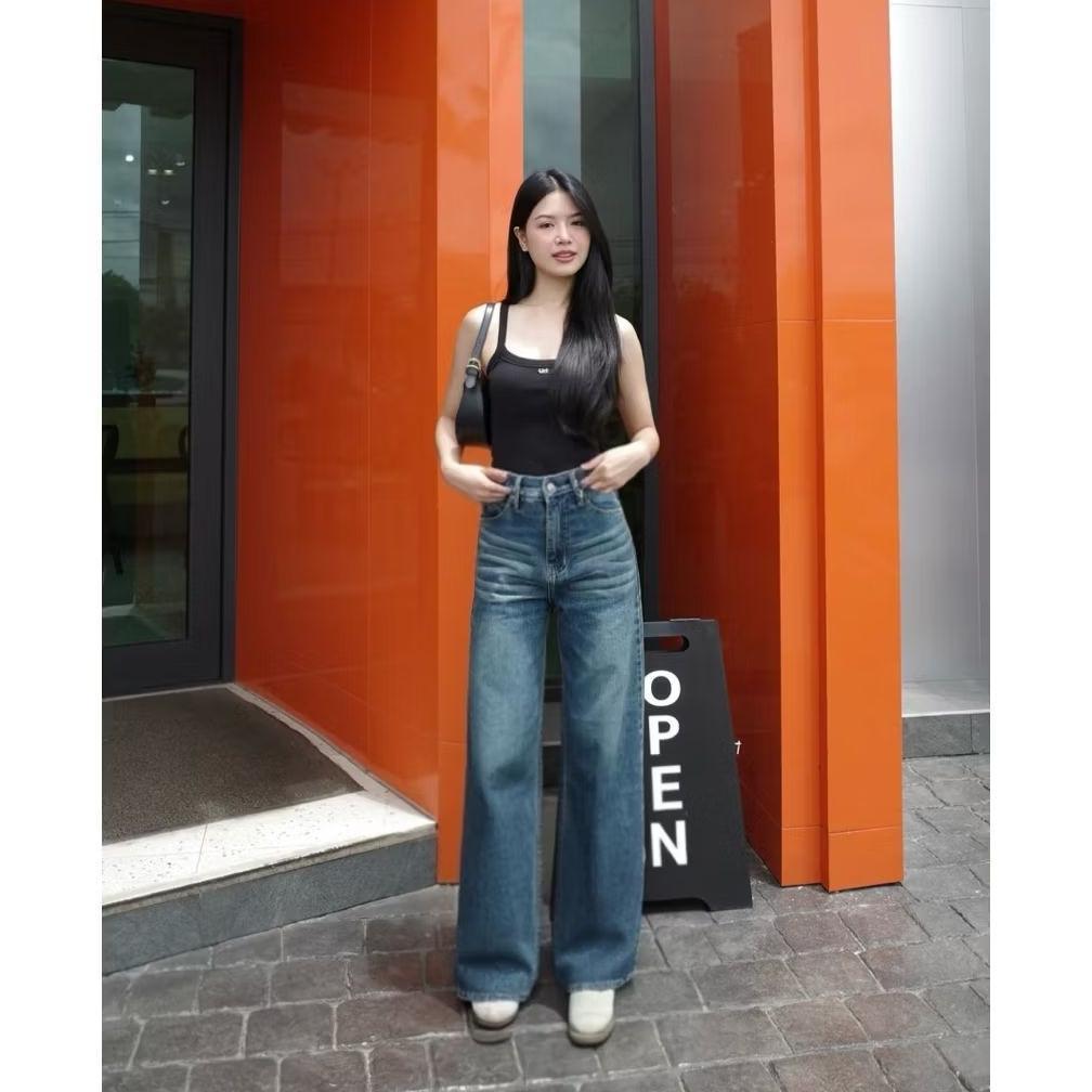TERBARU UNISEX Beggy Jeans Wanita - Celana Jeans Retro Gombrong - Celana Wishker Longgar Gombrong - 