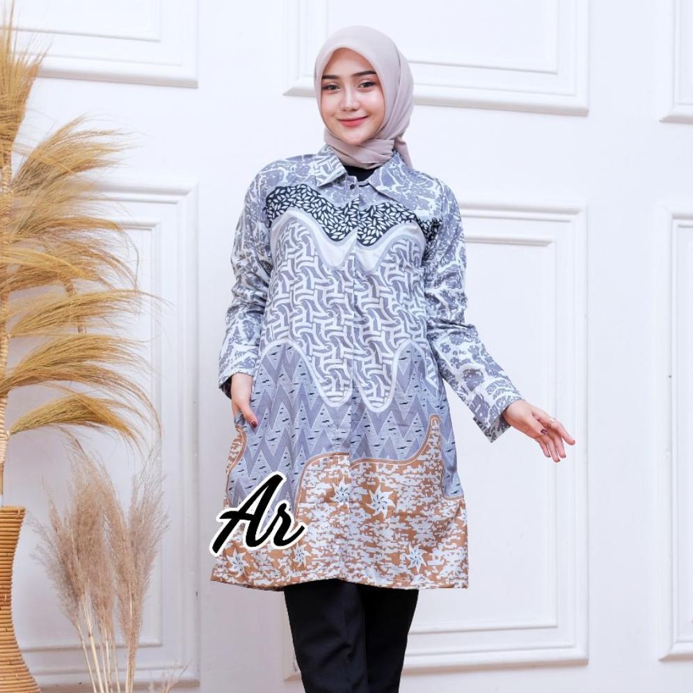HOT SALE BAJU BATIK WANITA TUNIK BATIK LENGAN PANJANG BAJU BATIK UNTUK KERJA/KANTOR/SEKOLAH/KULIAH/S