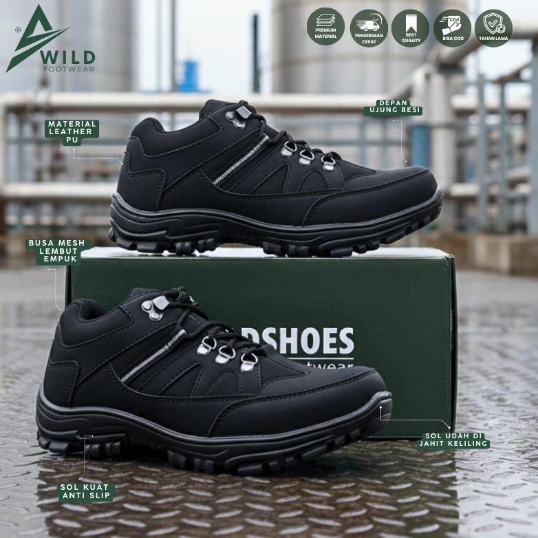 Grade Ori Sepatu Safety Pria Ujung Besi - Sepatu Boots Pria Septi Outdoor Tracking Hiking Adventure 