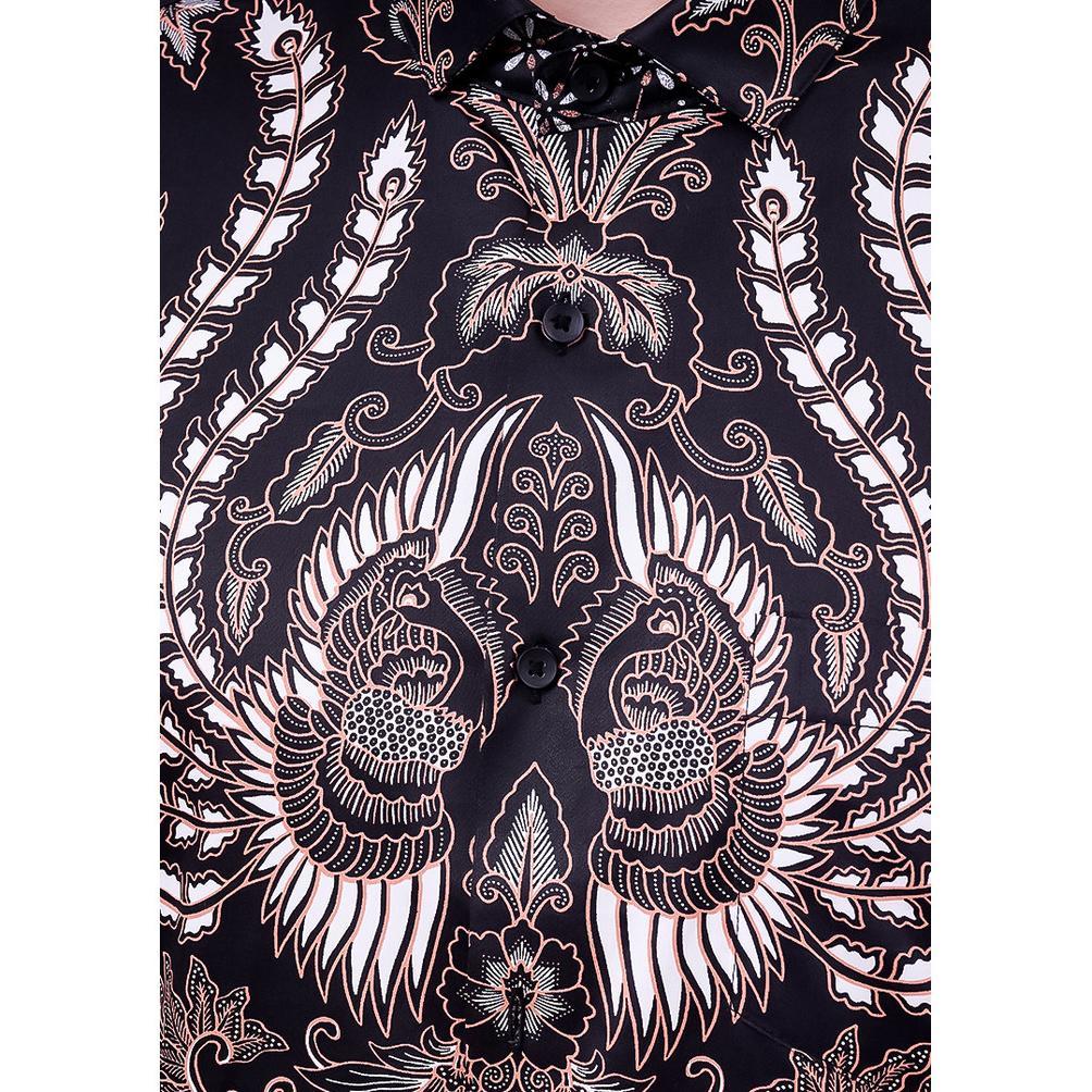 MANZONE - Kemeja Batik Lengan Panjang Pria Wibisana Modern Fit - Black