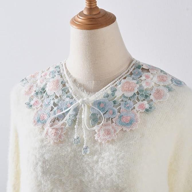 Fake Collar Wanita Kerah Palsu Korea Kerah Bordir Jahit Lebar New Model Kerah Palsu Bordir Kerah Pal