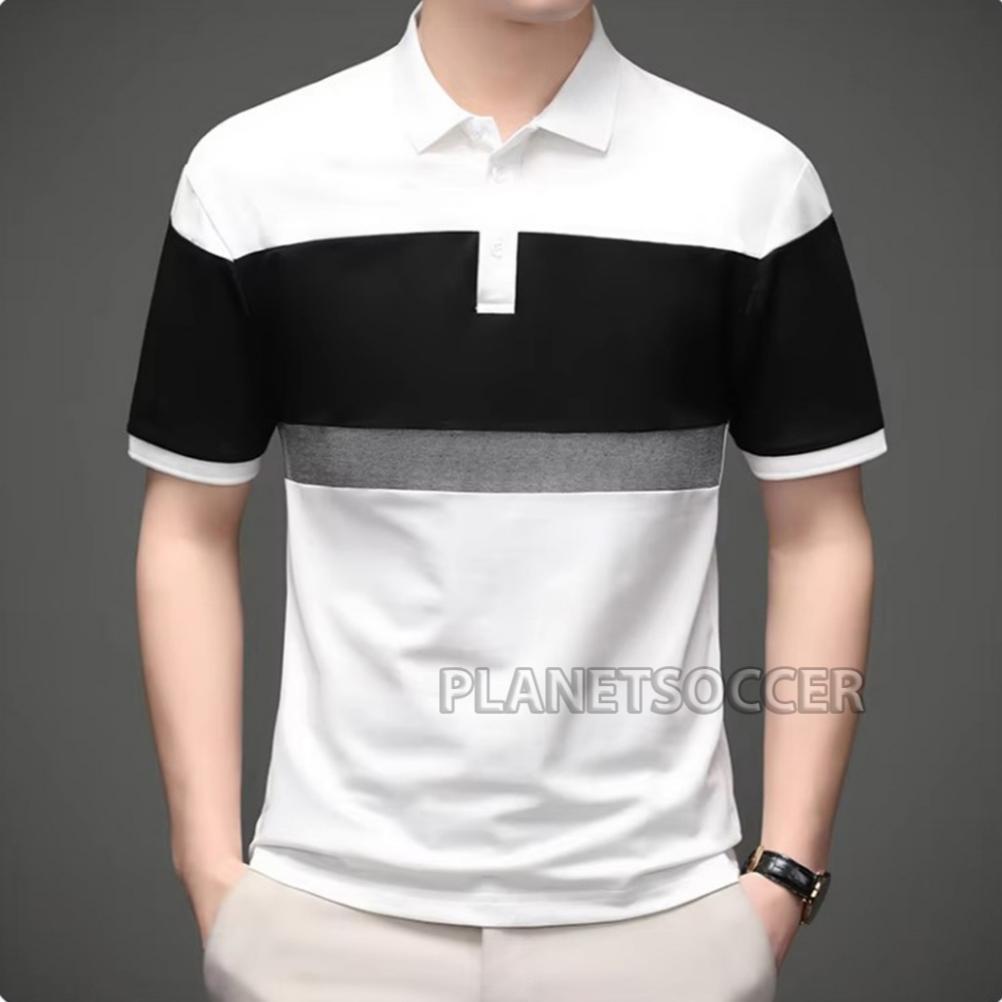 CUCI GUDANG KAOS PRIA TERBARU EVOLT KOMBINASI PUTIH POLOS KAOS POLO PRIA KERAH SHANGHAI DISTRO BANDU