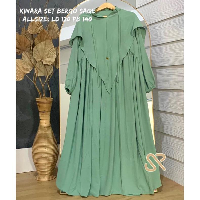 MURAH Kinara Set Bergo Gamis Syari Jumbo XXXL Setelan gamis dan hijab Jumbo Setelan gamis criinkle d