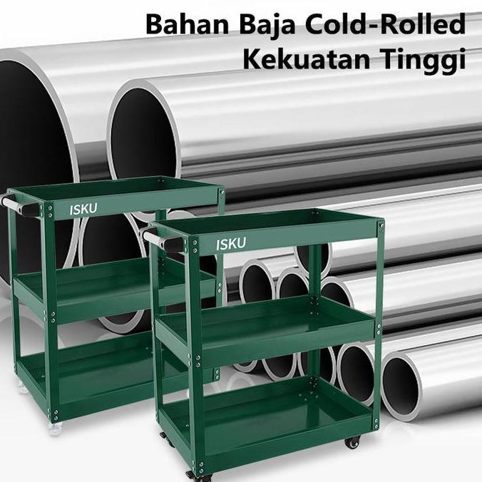 Isku Rak Troli Bengkel/Trolly 3 Susun/Bengkel Lemari Rak