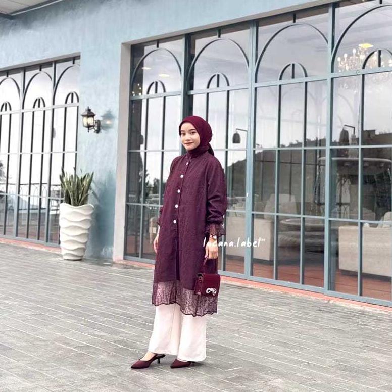 Termurah Aluna Long Tunik Busui Friendly Tunik Brokat-Atasan Wanita
