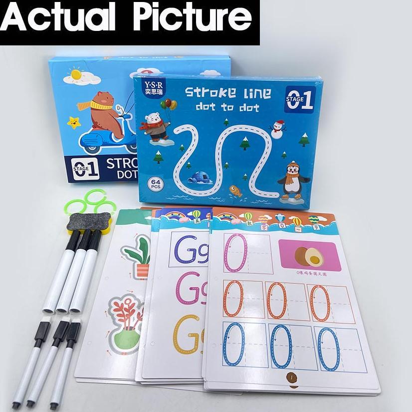 MAGIC WORKBOOK Worksheet Belajar Mengikuti Garis Tracing Aktifitas Anak 2 3 4 Tahun Belajar Menulis