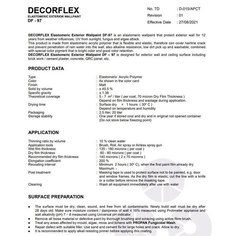 Cat Tembok PROPAN DECORFLEX DF-97 (White 9101) 20 Liter