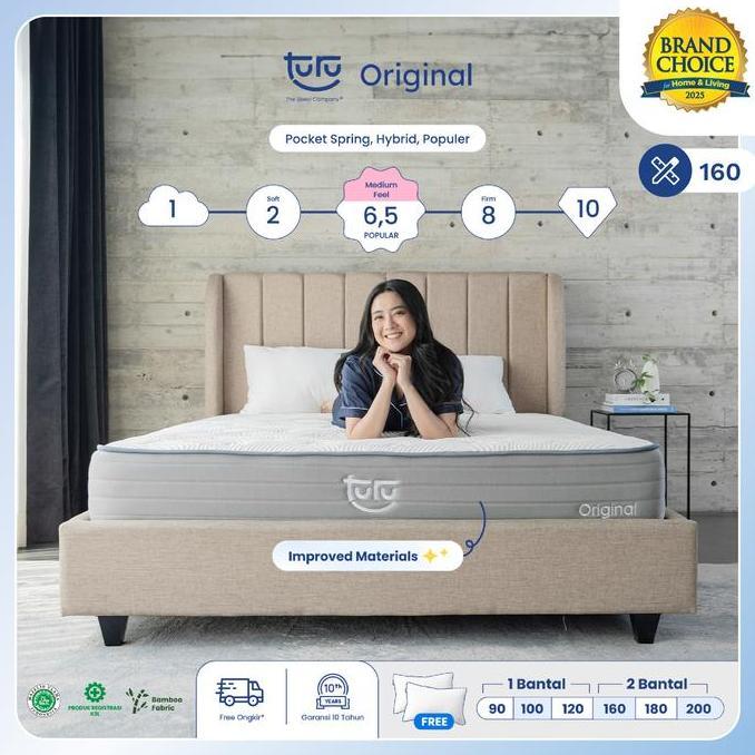 Kasur Pocket Spring Bed TURU ORIGINAL uk. 160x200 (Queen) FREE BANTAL