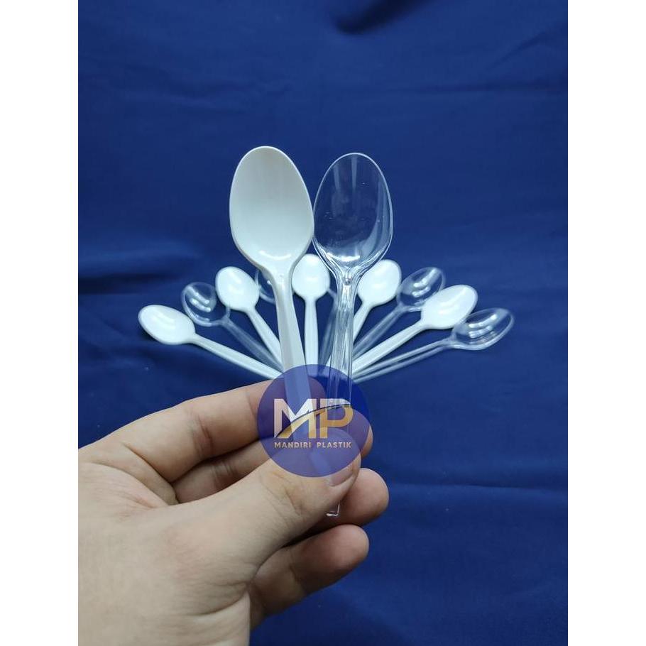 GROSIR Sendok / Garpu makan plastik Bening / Hitam PER DUS sendok
