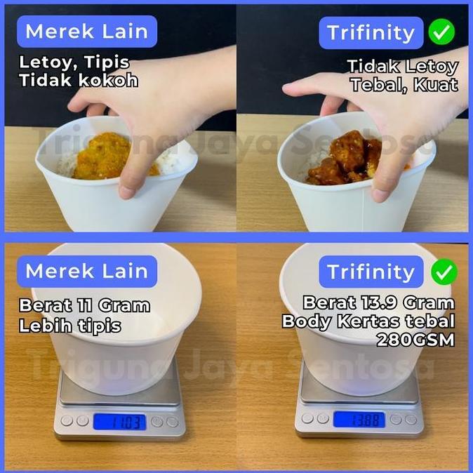Paper Bowl 360Ml 500Ml 650Ml 800Ml Hanya Body Mangkok Kertas Dus Gojek Medan Terlaris