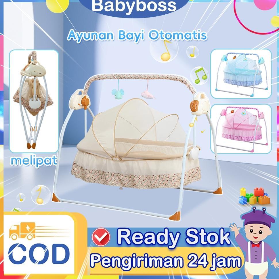 TERBARU 2026 Ayunan Bayi Otomatis Tempat Tidur Bayi Goyang Elektrik Bisa dilipat Ayunan Bayi Elektri